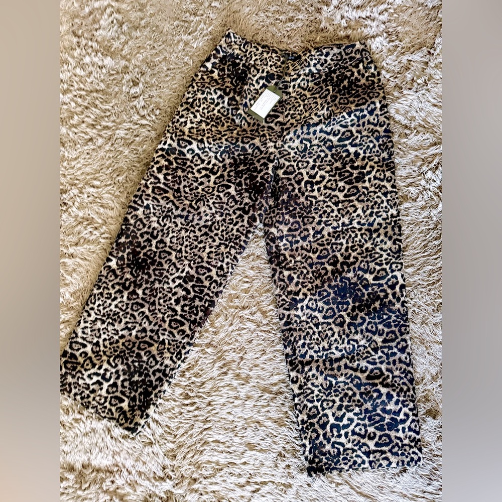 ALL SAINTS WIDE LEG / SLIM WAIST (6) SHIMMER LEOPARD TROUSERS